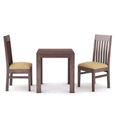 Minimal Solid Sheesham Wood Two Seater Dining Set (With Cushion, Walnut Finish)